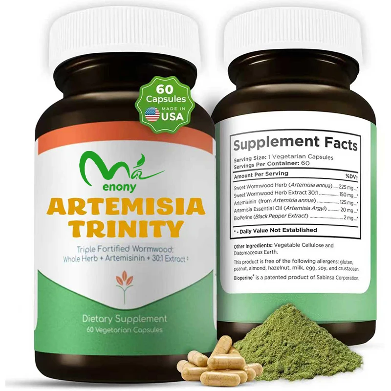 

Containing wormwood herb and artemisinin 30:1 extract, digestive support herbal supplement, pure plant-based, 60 capsules