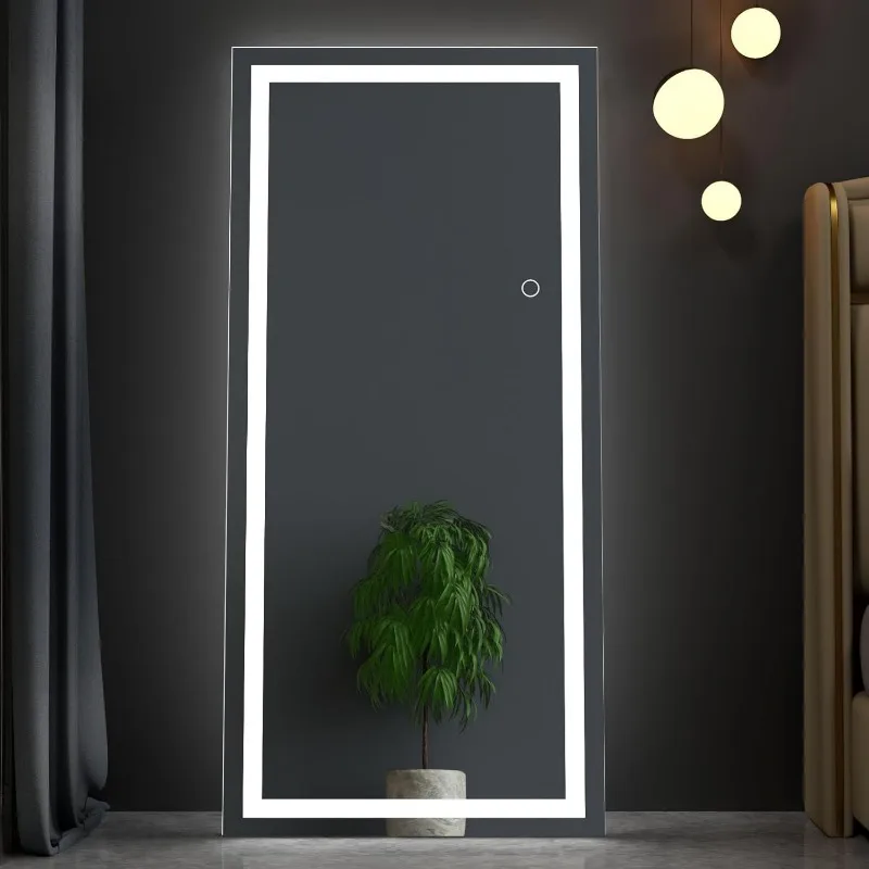 Full Length Mirror with Lights, LED Full Length Mirror, Lighted Full Body Length Light up Mirror Touch, Free