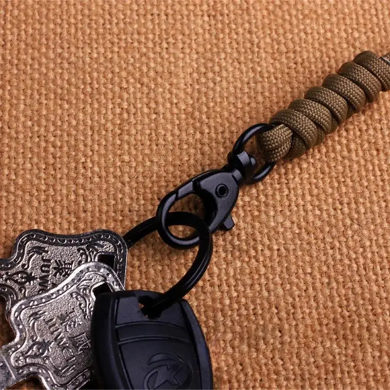 Paracord Keychain Lanyard Rotatable Buckle High Strength Parachute Cord Self-Defense Emergency Survival Backpack Key Ring Neck