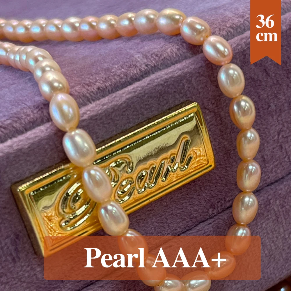 15'' Natural Freshwater Rice Pearl Bead 4-5mm Orange Pearl Loose Spacer Beaded for Making DIY Jewerly Necklace Bracelet Earrings