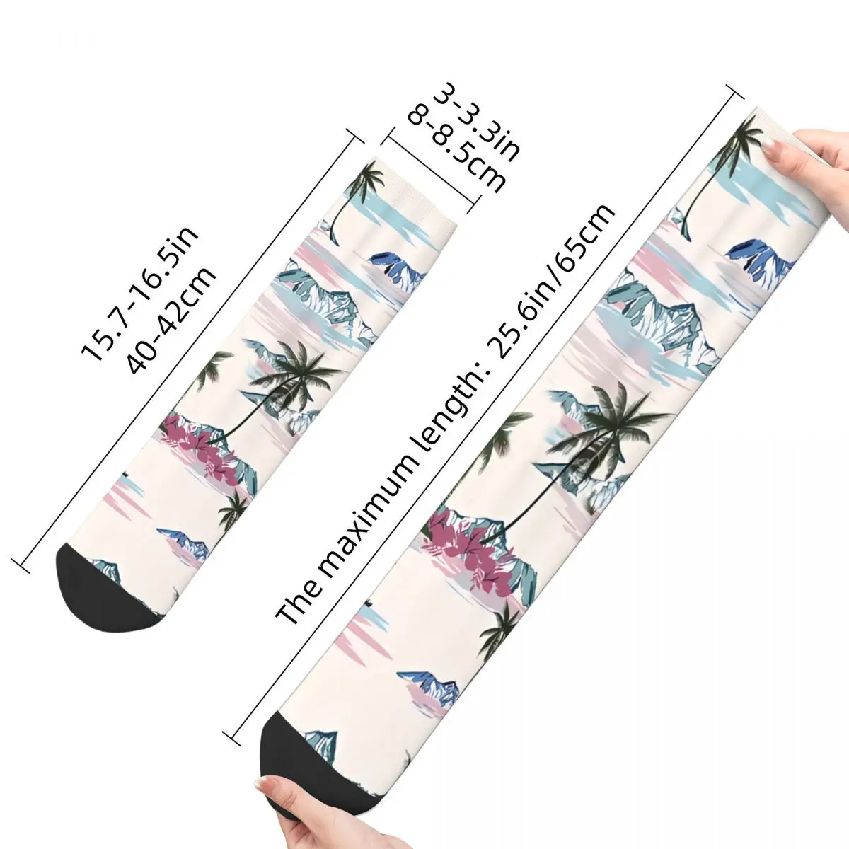 Funny Men's Socks Ocean Beautiful Seamless Island Palm Retro Tropics Pattern Harajuku Seamless Crew Sock Gift Pattern Printed