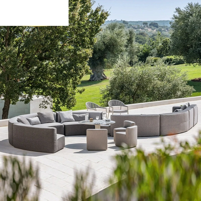 Outdoor sofa combination waterproof and sunscreen bed sitting pier coffee table hotel garden courtyard villa balcony module desi
