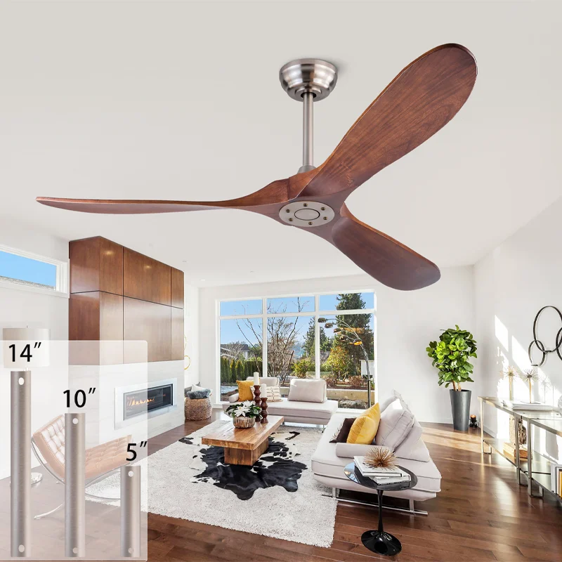 Modern Wooden Ceiling Fan Home Decorative Ceiling Fans quiet wind Reversible Motor Bedroom and living room fan Summer and Winter