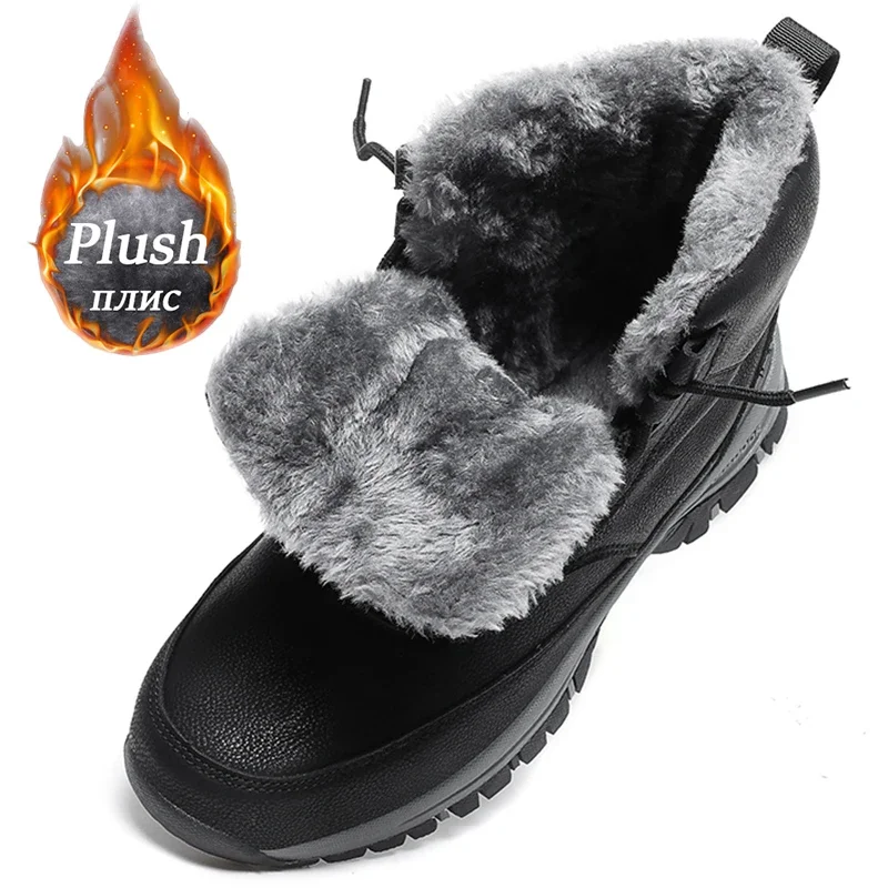 NeW Men Winter Snow Boots for Waterproof Leather Sneakers Super Warm Men's Boots Outdoor Male Hiking Boots Work Shoes Size 39-48 view 2