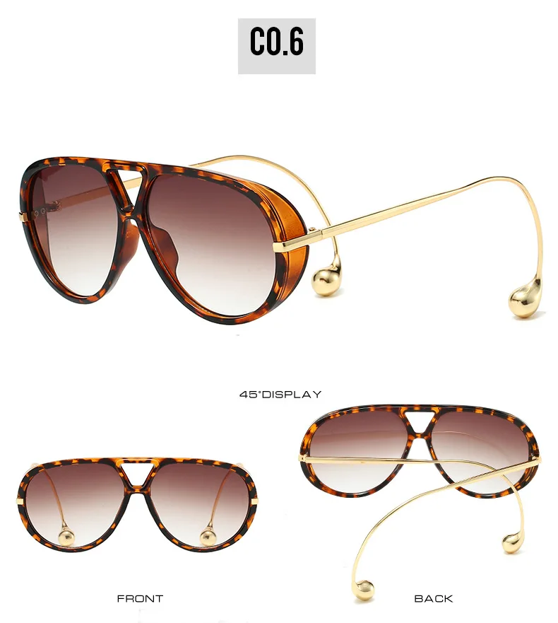 Vintage übergroße Piloten-Sonnenbrille, Unisex, Doppelbrücke, UV400-Schutz, modischer Punk-Stil, weibliche Farbtöne, beliebte Brillen – Detail 11