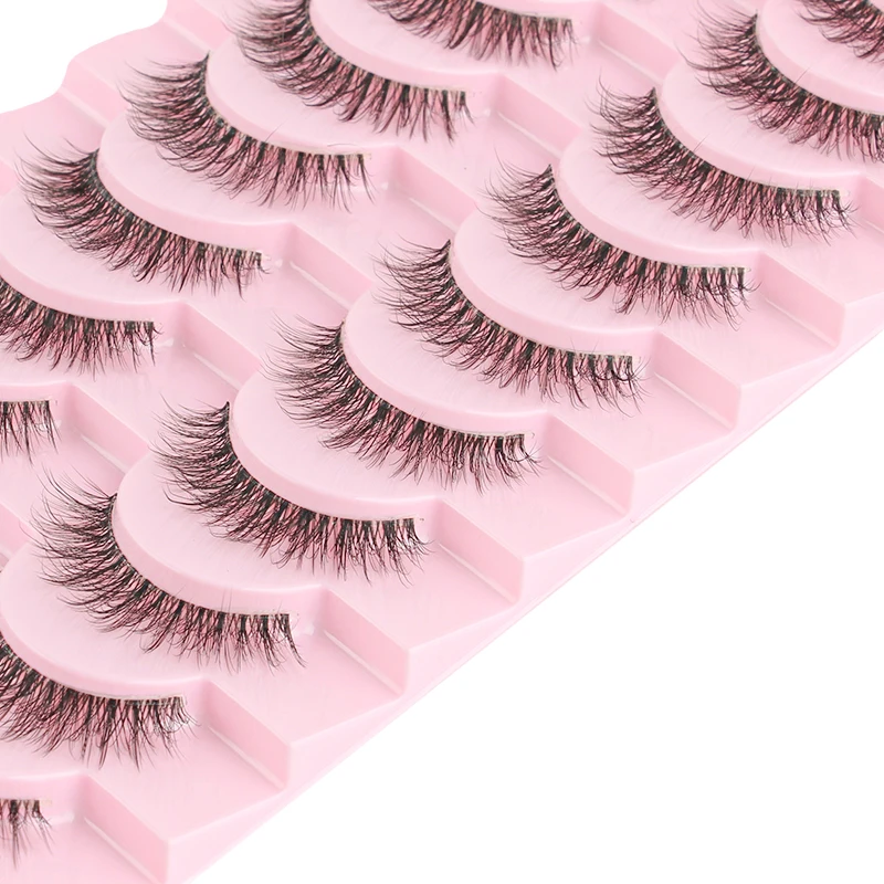 10 Pairs Natural False Eyelashes Manga Lashes 3D Natural Faux Mink Lashes Soft Fluffy Realistic Eyelash Extension Maquiagem