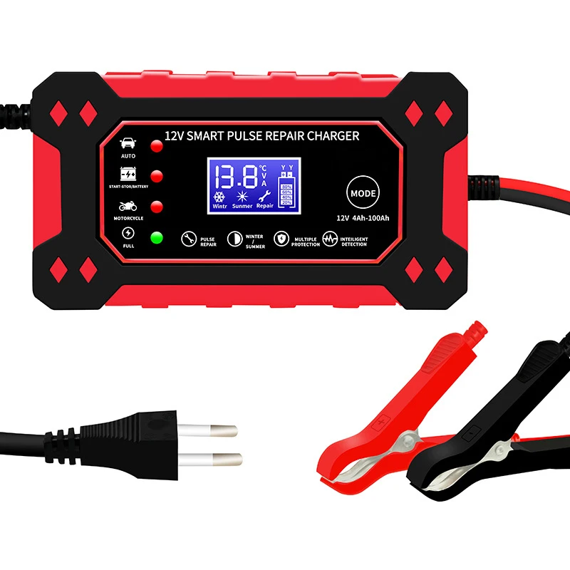 Chargeur de batterie SnapCar avec écran LCD, réparation d'impulsions, charge rapide intelligente, AGM, subventionnement profond, plomb-acide, auto, moto, 12V