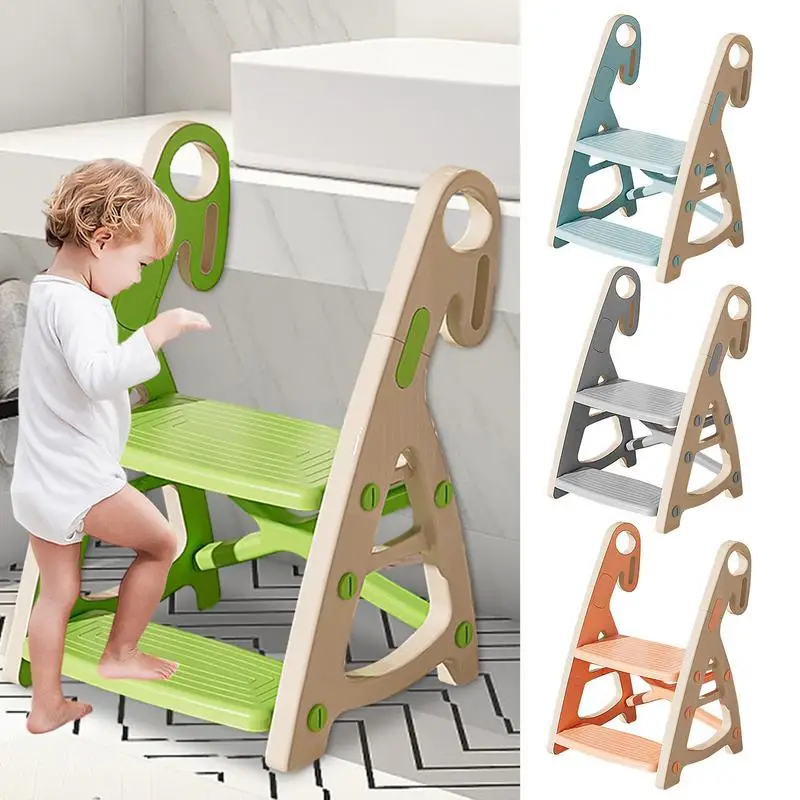 Step Stools For Kids 2 Step Non-Slip Kids Stepping Stool Heightened Kitchen Counter Helper For Bathroom Kitchen Training Stool