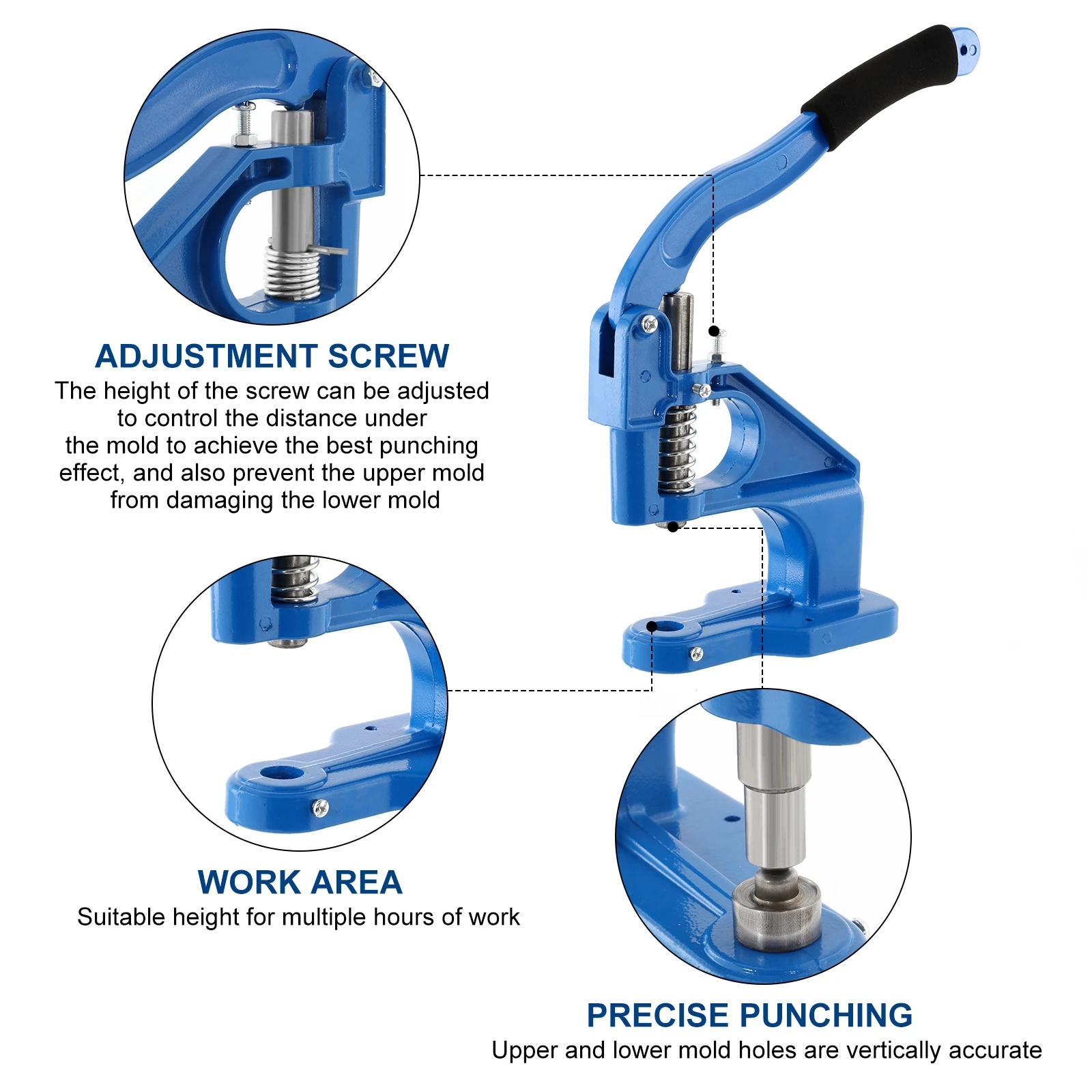 Imagem -04 - Punch Press Button Hole Machine Faça Você Mesmo Hand Press Button Máquina de Perfuração de Costura Ilhó Snap Moldes 3000 Set