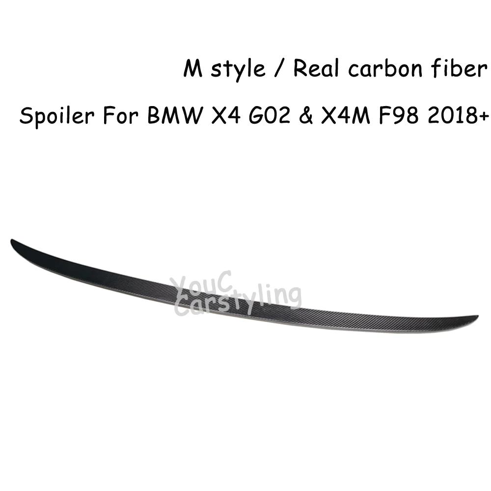 G02 M Style Real Carbon Fiber Rear Trunk Spoiler Wings For BMW X4 G02 X4M F98 20i 30i 25d 30d M40i M40d 2018-2023