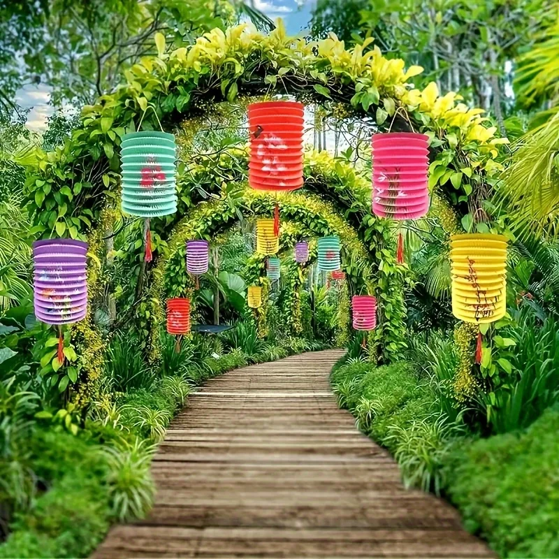 10 bunte festliche Papierlaternen mit Blumenmuster – hängende Laterne für Zuhause, Party im Freien, Klassenzimmerdekoration, chinesisches Neujahr – Detail 3