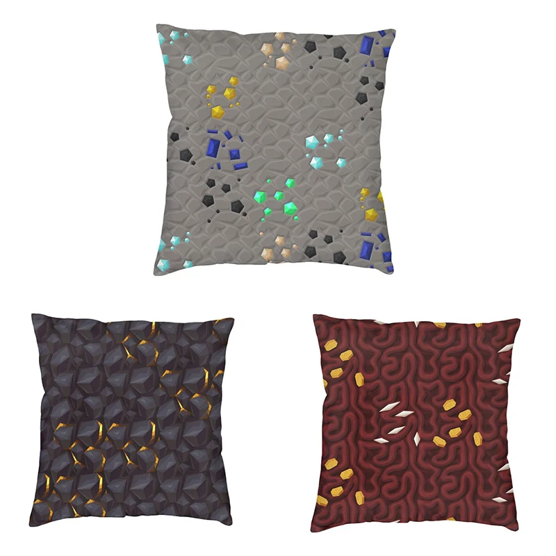 Overworld Ores Gaming Throw Pillow Case Home Decorative Nether Mineral Pattern Cushion Cover 45x45cm Pillowcover for Living Room