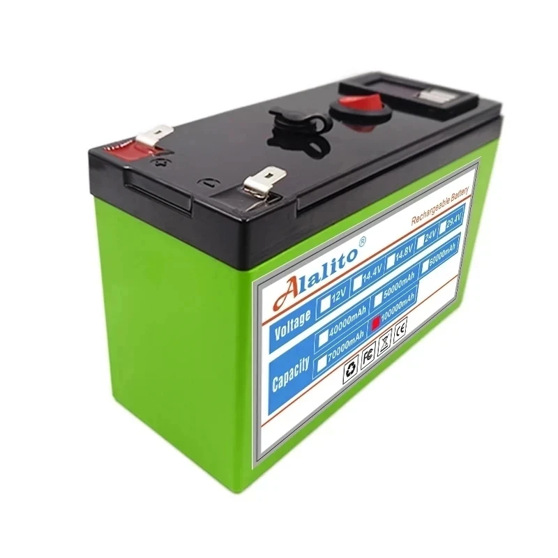 12V Battery 100Ah 18650 lithium battery pack Rechargeable battery for solar energy electric vehicle battery+12.6v3A charger