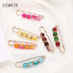 New Women Candy Colors Brooch Beads Fashion Rhinestone Lapel Pin Sweater Dress Brooch Waist Pins Badge Buckle DIY Accessories