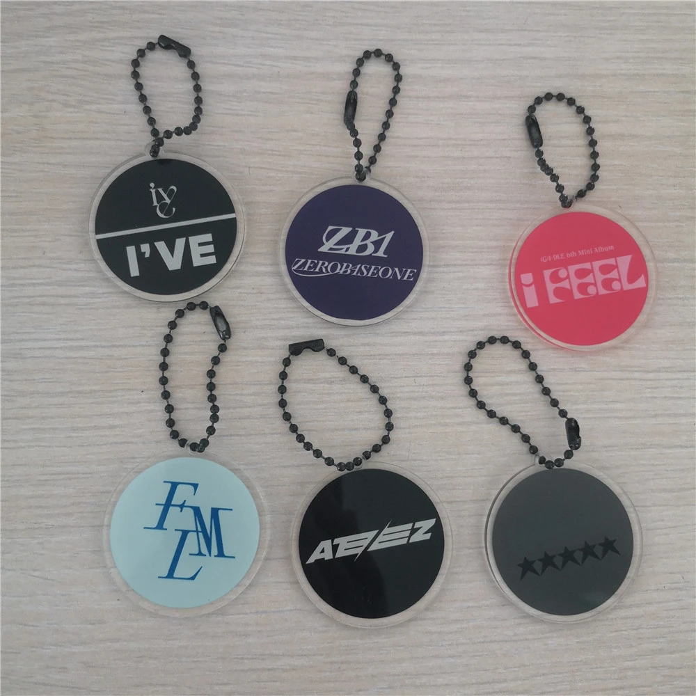 Kpop 1pcs ATEEZ IVE GIDLE ZB1 Small Circular Pendant Bag Accessories Gift San Mingi Wooyoung Jongho Fans Collection