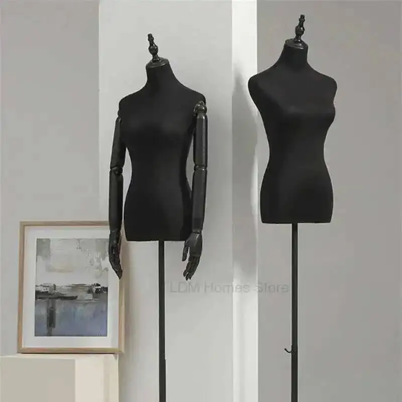 

Dress Black Cotton Women's Mannequins Display Stand Clothing Store Mannequin Wedding Metal Base Stereoscopic Clothing Display