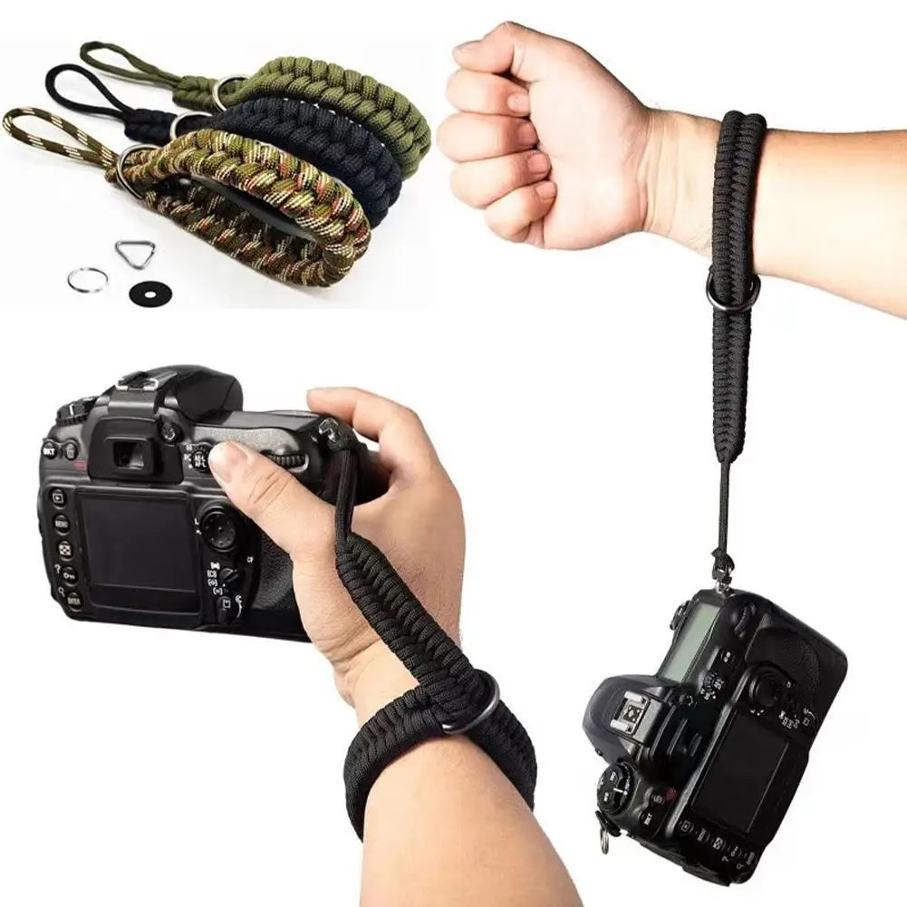 สายรัดข้อมือกล้องสายรัดกล้องพาราคอร์ดสายรัดข้อมือแบบถักสำหรับ Pentax สำหรับ DSLR CA อุปกรณ์เสริมกล้อง C6P4
