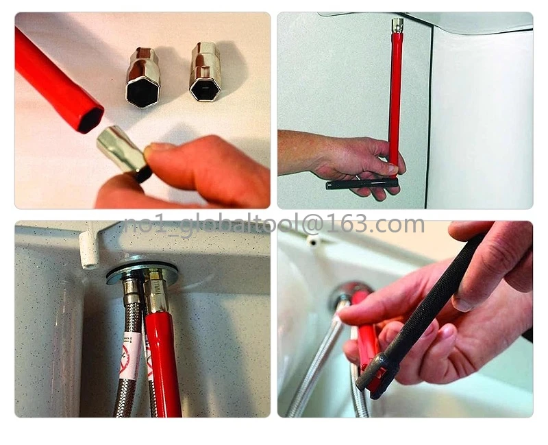 Household Sink Wrench Set - Kitchen Bathroom Faucet Valve Disassembly Tool with Water Pipe Loosening Socket