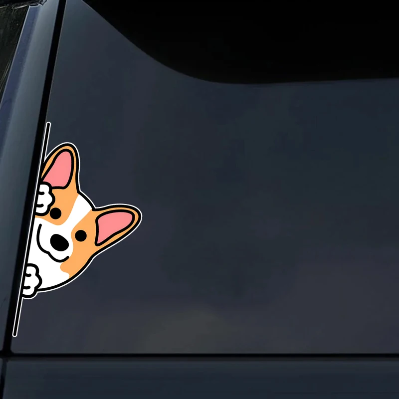 DK166#8.5x17cm Cute Corgi Car Stickers Scratch Covering Self-Adhesive Waterproof Decal Motorcycle Decorative Accessories