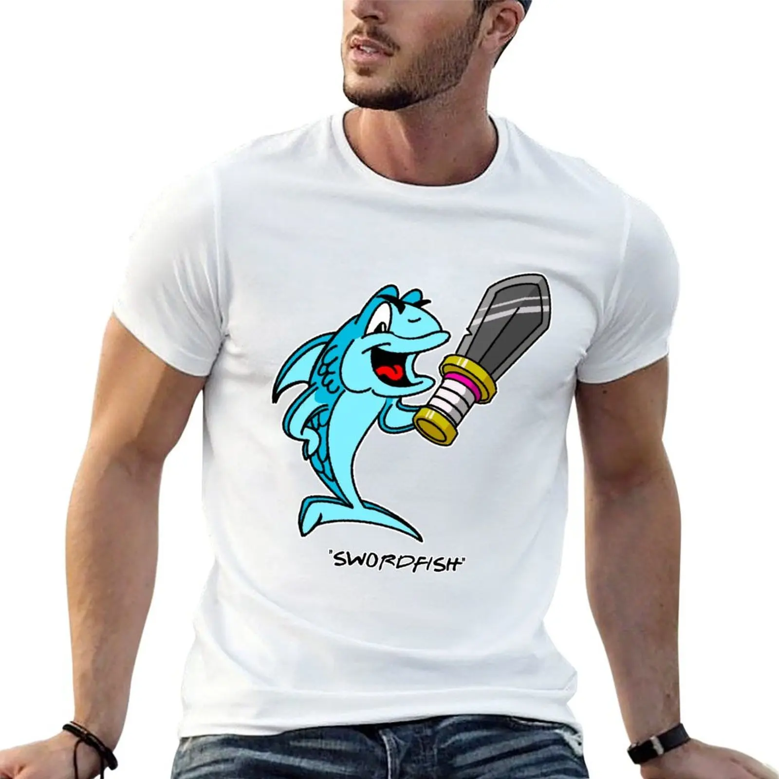 

Swordfish Character T-Shirt t shirts for man pack white black cotton t-shirt plain for man package essential t shirt T-Shirt