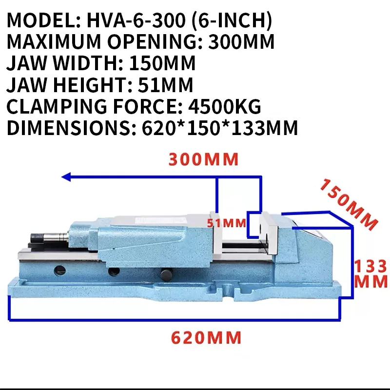 Internal-Mount Hydraulic Vise, Precision Hydraulic Parallel-Jaw Vise, 6/8-inch Machining Center Vise, 5-inch Hydraul(Customized)