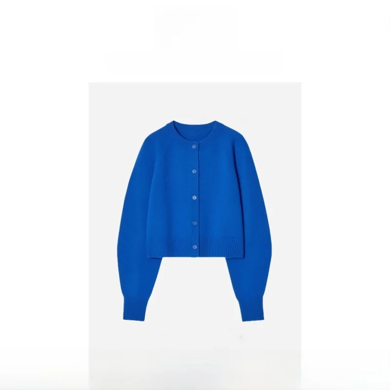 

Nothing Written Women's ort Knitted Cardigan round Ne Ten Colors Autumn Outerwear Top Commute Sle Long Sve Pure Color