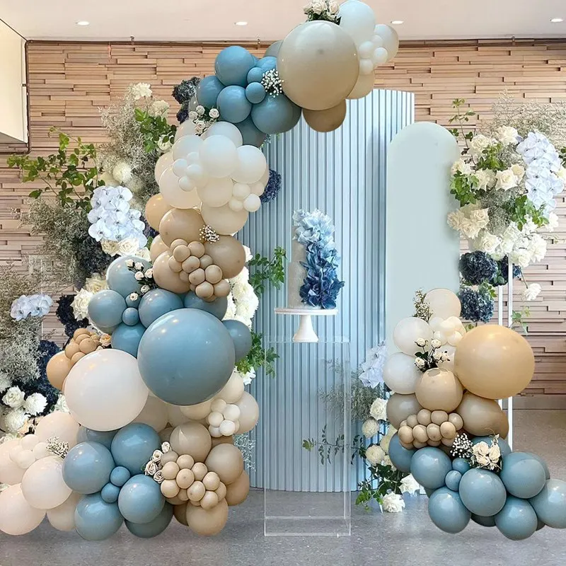 Dusty Blue Cream White Sand Beige Balloon Garland Arch Kit Baby Shower Boy 1st birthday party Decoration Gender Reveal supplies