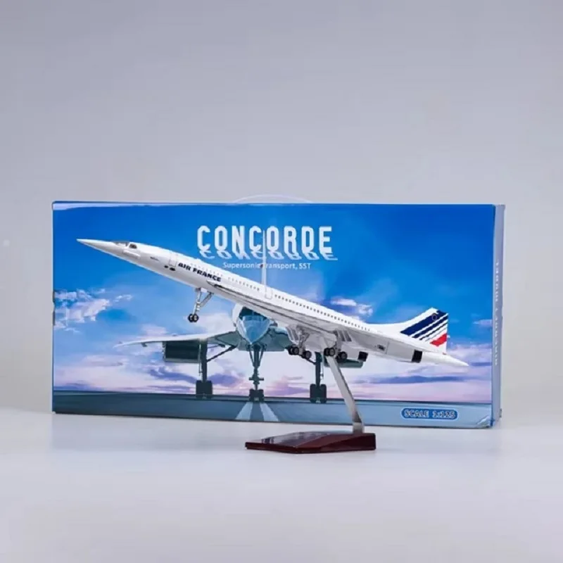 

1/125 Scale 50CM France Airways Airline Plane Concorde Airplane Model Toy Resin Aircraft with Lights Landing Gears Model Toy