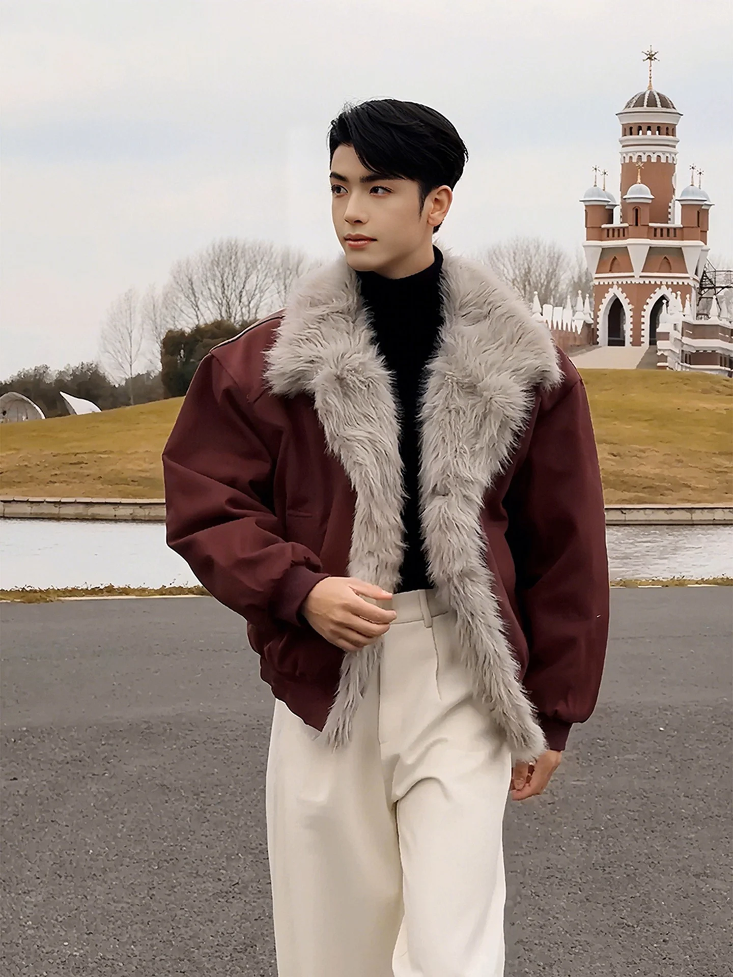 سترات قطنية عصرية للرجال لشتاء 2025 معاطف قطنية جديدة سميكة من الفرو للرجال بأكمام طويلة سترات أنيقة وأنيقة #5