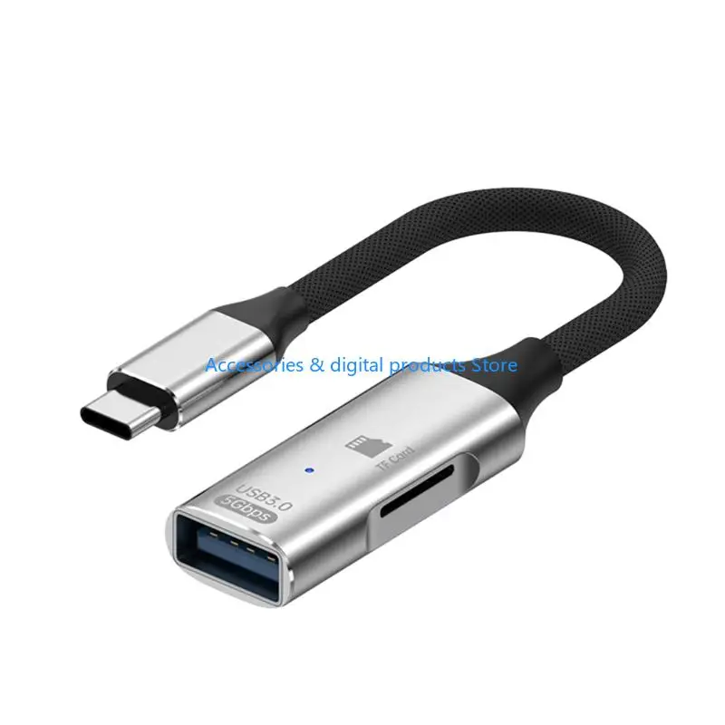 77JD Portable USB C OTG Adapters Speed 5Gbps Transfer Card Slot for Mobile