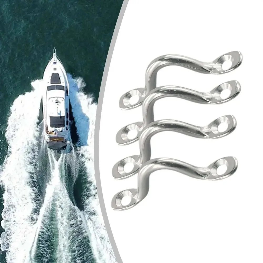 4pcs Handle 5mm Stainless Steel Wire Eye Strap Boat Marine Tie Down Fender Hook Canopy Engines Accessories 316 Stainless Stee