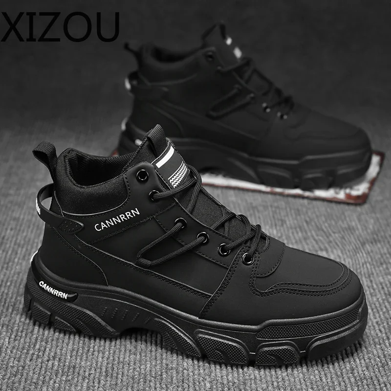 Motorcyclist Boots  Men's Boot Beautiful Fashionable Trendy All-match XIZOU Hard-wearing Anti-wear British Style Winter Shoes