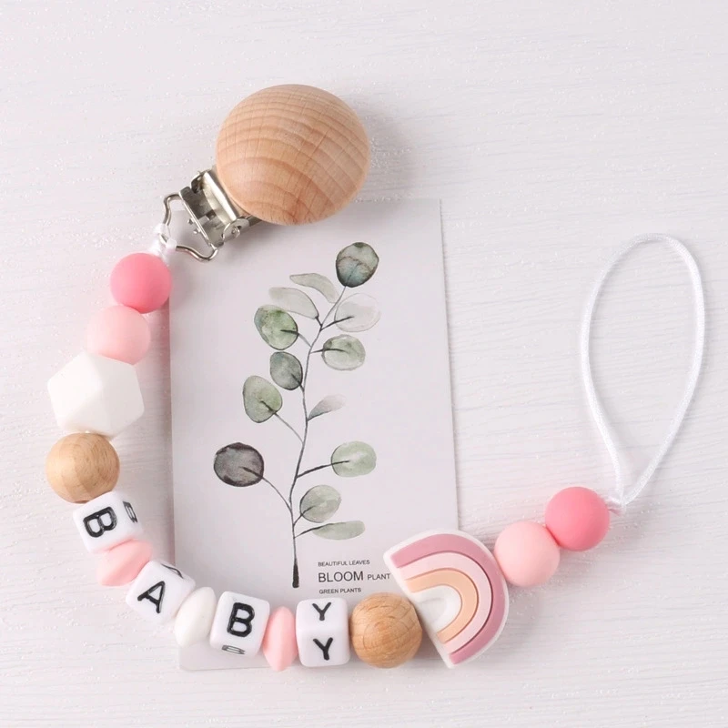 Baby products Beech clip silicone pacifier chain