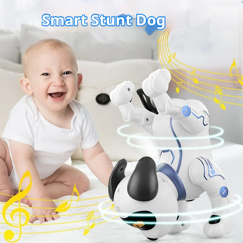 لعبة كلب روبوت RC - حيوان أليف إلكتروني مع حيوانات أليفة، تفاعلي باللمس، ذكي قابل للبرمجة، المشي والرقص، هدية عيد ميلاد للأطفال