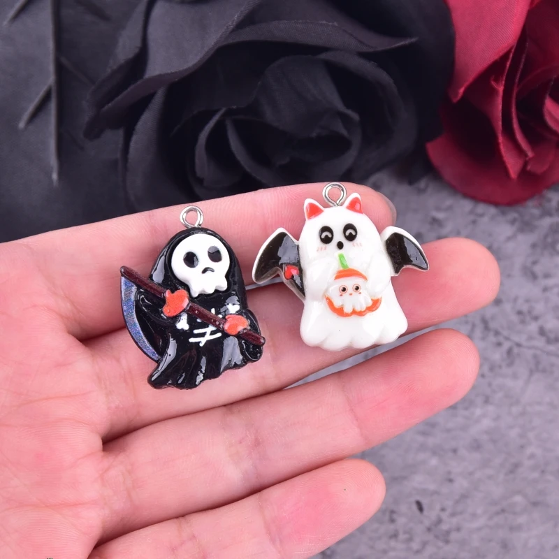 10 قطع هالوين شبح ريبر الراتنج سحر ل القرط المفاتيح DIY الديكور الأزياء والمجوهرات والاكسسوارات #5