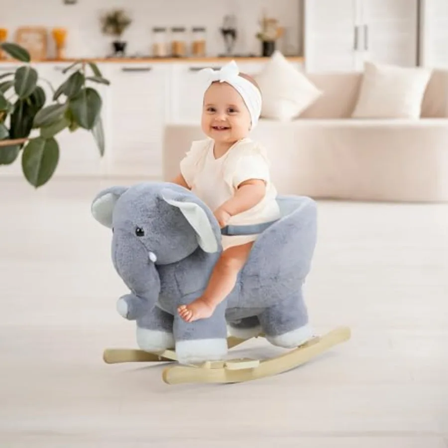 

Качалка-лошадка для малышей, музыкальная качалка для младенцев с эргономичной ручкой и ремнем безопасности, развивает равновесие и моторику, подарок для мальчиков