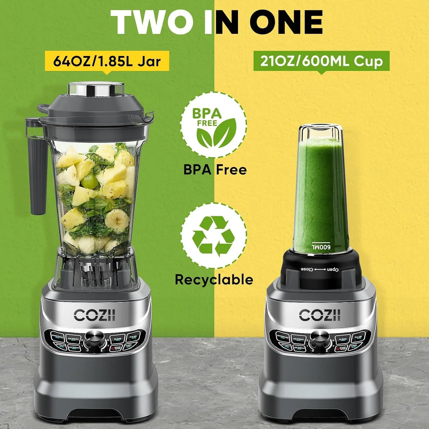 ^For Professional Blenders for Kitchen, 2000W Smoothies Countertop Blender for Ice Crushing/Frozen Drink/Nut Milk, Smoothie Blen