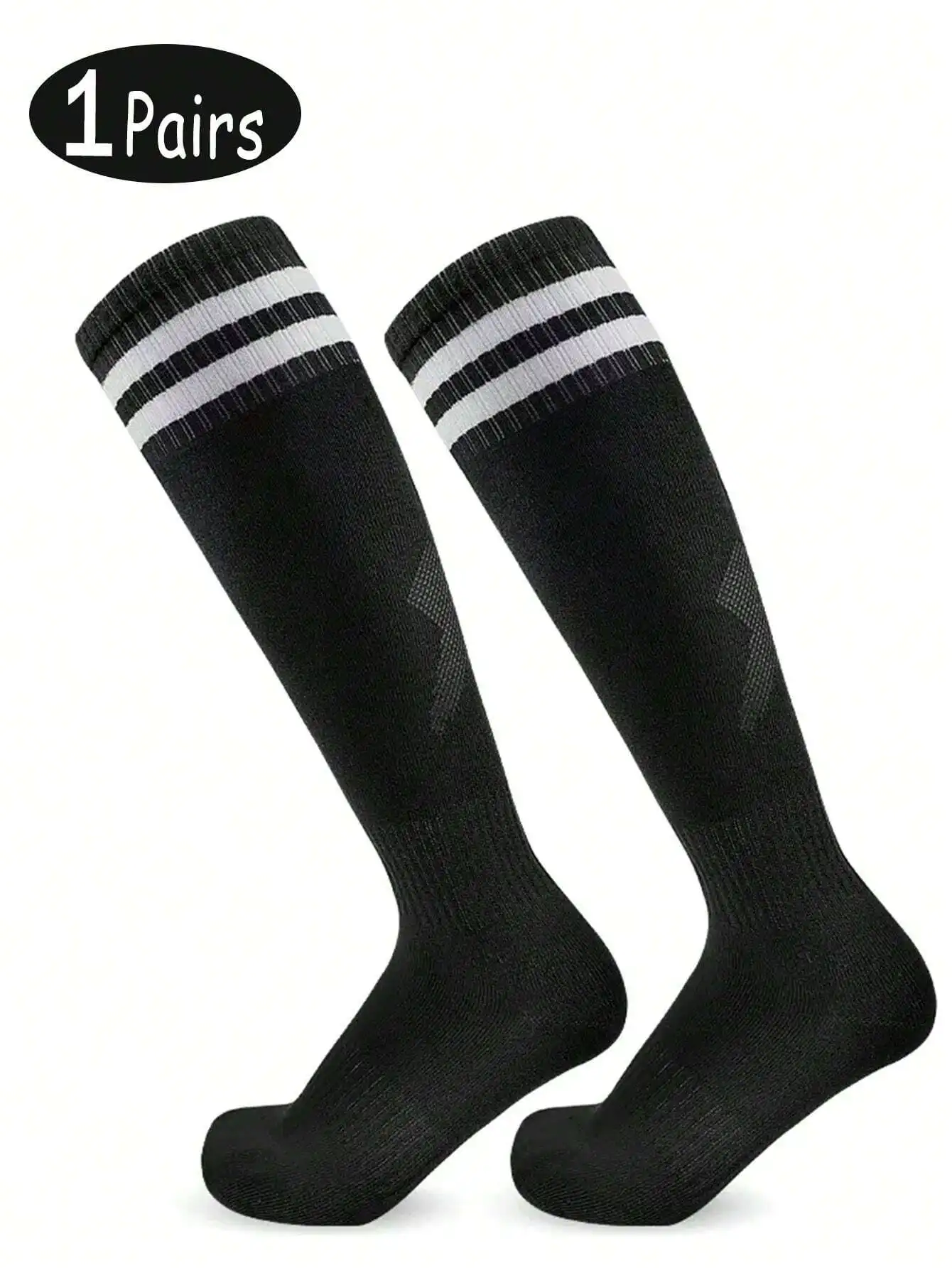 

1 Pair Men's Knee High Football Training Socks, Non-Slip Professional Soccer Sports Socks, Advanced Material Socks For European Cup, European Size, For Gym, Fall