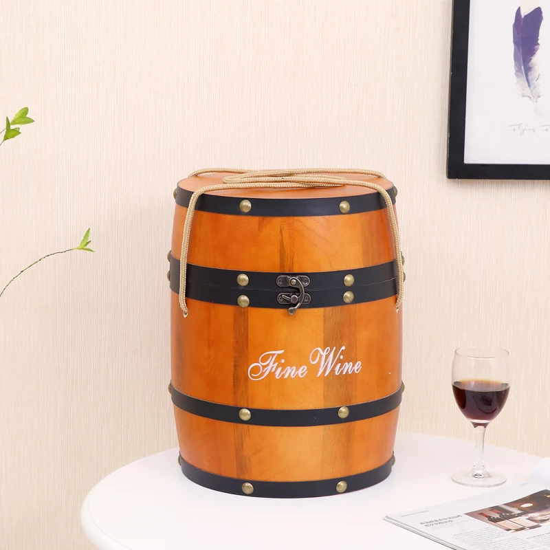 Classic Wooden Wine Barrel Bottle Stand Decorative Cask Holder Bar Handcraft Ornament Party Drinkware Chateau Furnishing