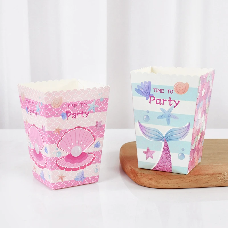 Meerjungfrauen-Popcornboxen, kleine Meerjungfrauen-Babyparty-Deko, Kindergeburtstags-Partyzubehör, Unterwasser-Dekoration, Mädchen-Geburtstagsparty-Deko