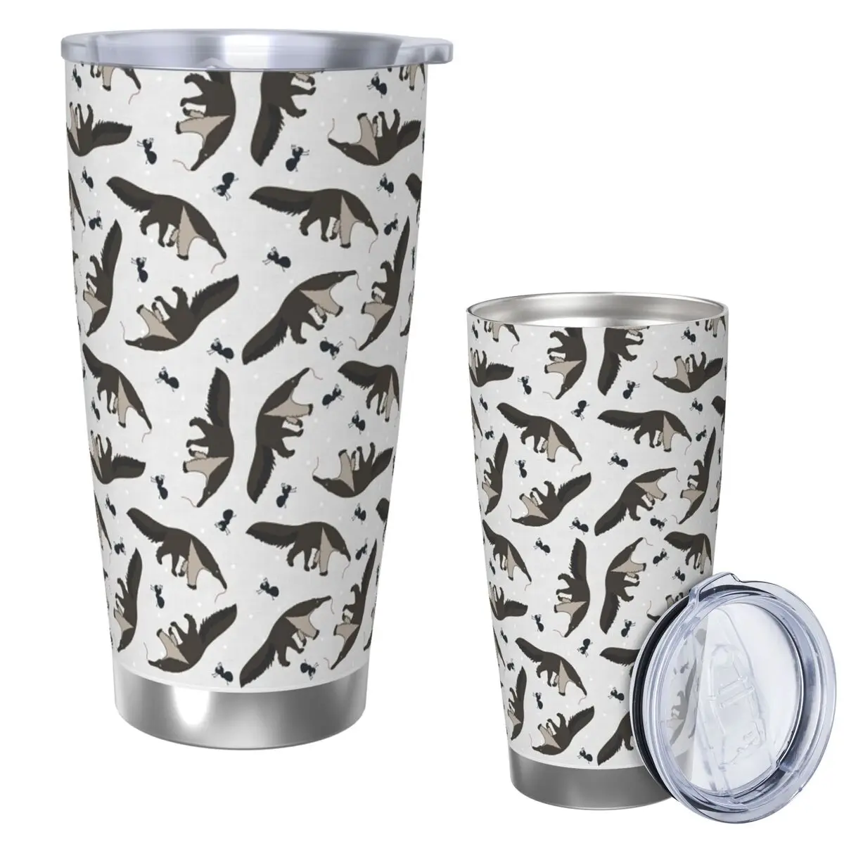 Giant Anteaters And Ants All Over Pattern Stainless Steel Tumbler Vacuum Insulated Mug Thermal Cold Cup Straws With Lid 20oz