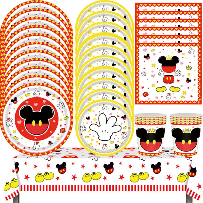 

Disney Mickey Minnie Theme Boys Girl Favors Cake Paper Plates Happy Birthday Party Decoration Events Supplies