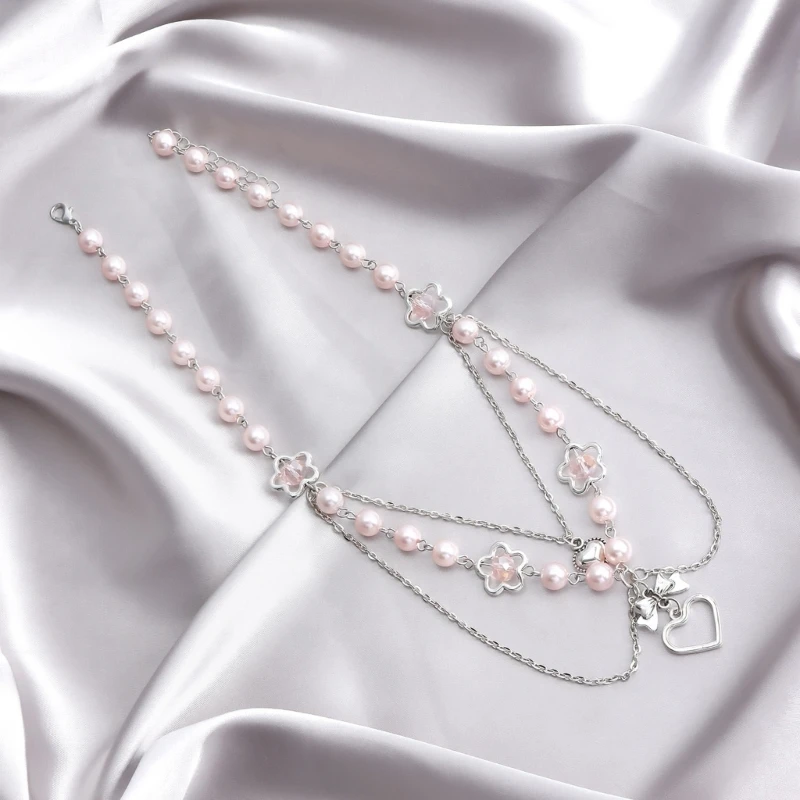 Fashionable Layered Beaded Necklace Delicate Choker Butterfly Party Chain Necklaces Elegant Jewelry Gift for Women image 2