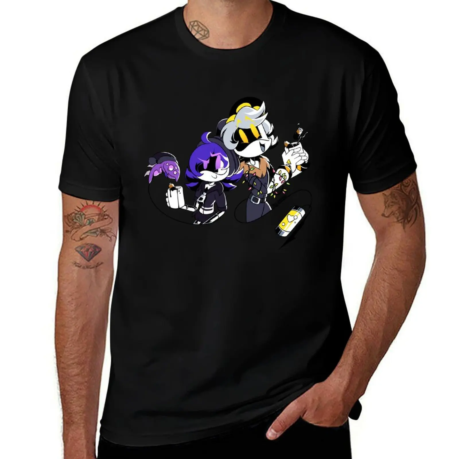 Uzi and N drinking “Hot Chocolate” T-Shirt Basic Solid Color Casual Tee Shirt T-Shirt