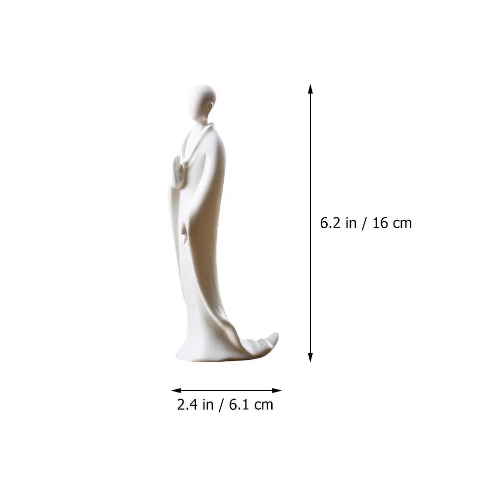 1Pcs Ceramic Monk Sculpture Fine Polish Smooth Surface Non-Scratch Delicate Design Creative Tea Table Decor Home Office Desktop