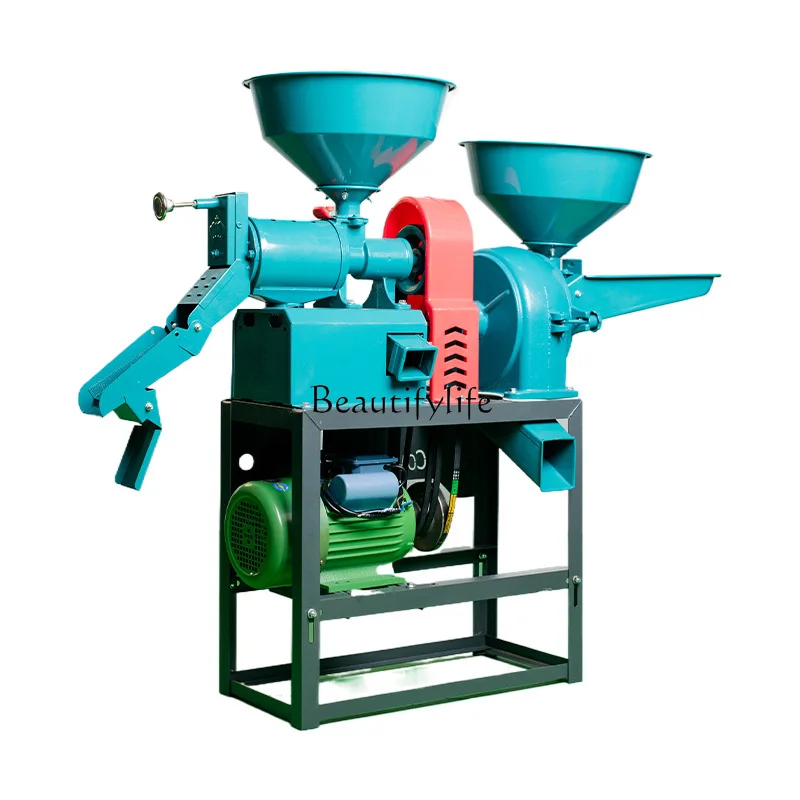 Small household rice beating and crushing integrated rice shelling and peeling machine New automatic rice beating machine