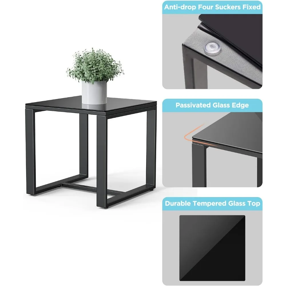 3ピース籐パティオ家具セット、屋外ロッキングチェア、テーブルとクッション付き屋外家具、バルコニー用パティオチェアP