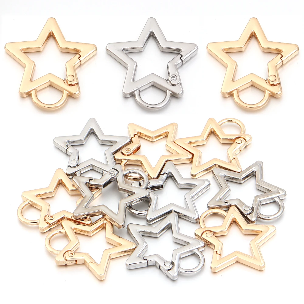 5 Stück/Set Hohlsternförmige Federverschlüsse Metall-Karabiner Schlüsselanhänger Taschenclip Hundekettenverschluss Verbinder DIY Schmuckherstellung – Detail 4