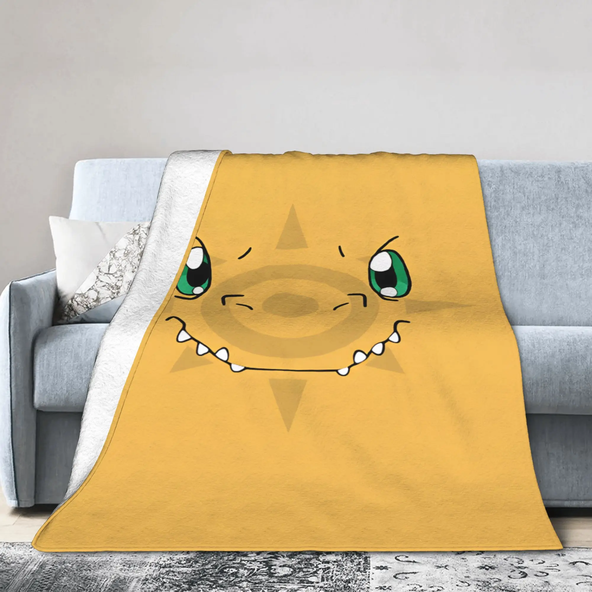 Warm Soft BlanketStudents Decorative Digimons Throw Blanket  Flannel Bedspread For Couch Chair Pattern Sofa Bed Cover