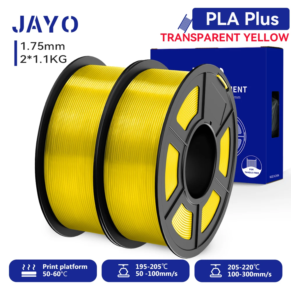 JAYO 2 Rollen 3D PLA+/ PLA+ 2.0 Filament Upgrade PLA Plus 3D-Drucker-Filament Ordentliches PLA+ 3D-Druckmaterial für FDM Mehrfarbig
